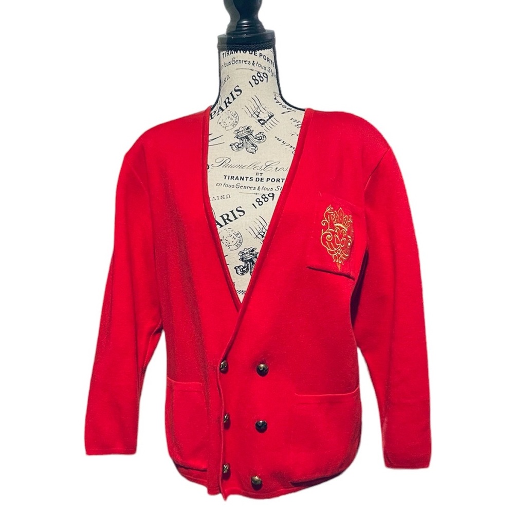 Liz Claiborne Hilary University Cardigan Lipstick Red Vintage